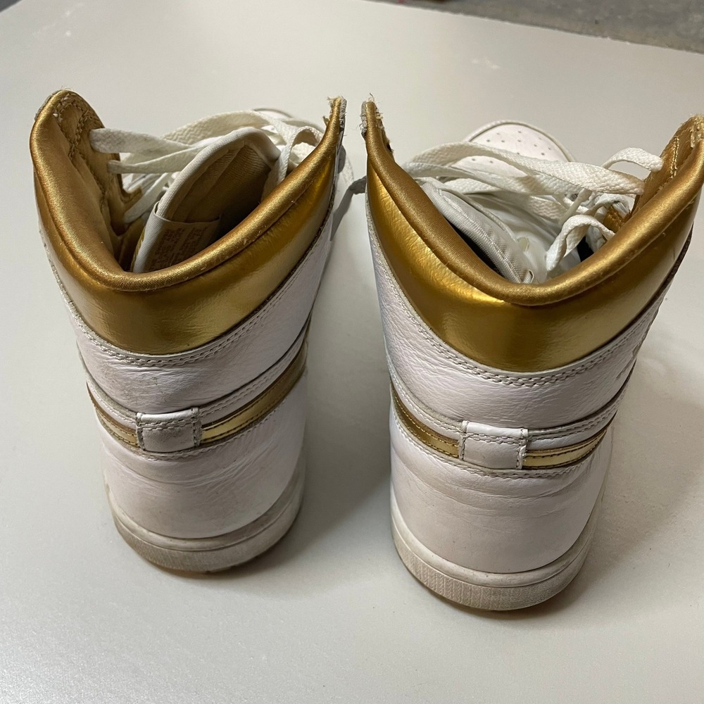 Nike Air Jordan 1 Retro High OG White Gold Sneakers Women's Shoes - Picture 6 of 11